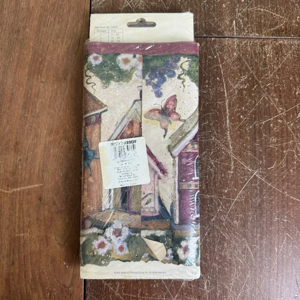 Home‎ Trends Wall Paper Wall Border Country Birdhouses 5 Yards NEW in package